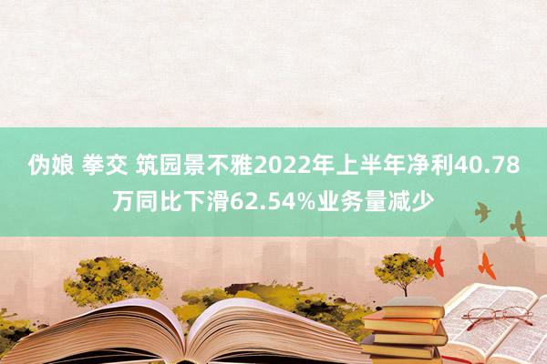 伪娘 拳交 筑园景不雅2022年上半年净利40.78万同比下滑62.54%业务量减少