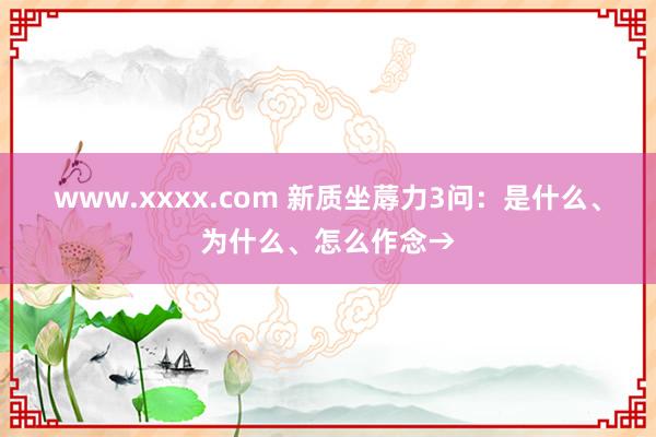 www.xxxx.com 新质坐蓐力3问：是什么、为什么、怎么作念→